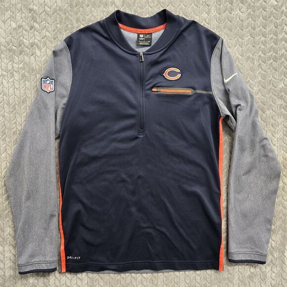 Nike Chicago Bears ¼ Zip‎ Jacket On Field Dri Fit Training Pullover Small NFL - Picture 1 of 11